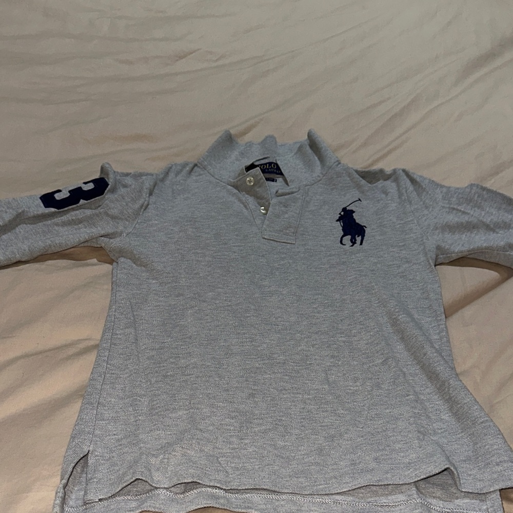 Polo by Ralph Lauren Kids Light Gray Long Sleeve Polo